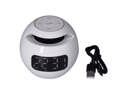 Alto-falante Despertador Bluetooth 5.0 Multifuncional Com Relógio Portátil De Forma Redonda Para Quarto Escritório Branco G90s