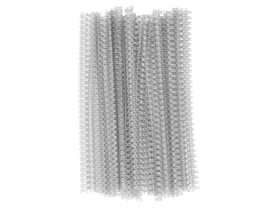 100 unidades de elástico de encuadernación de doble hilo 3:1, 34 hilos, 6,4 mm, capacidad para 20 hojas A4, color plata.