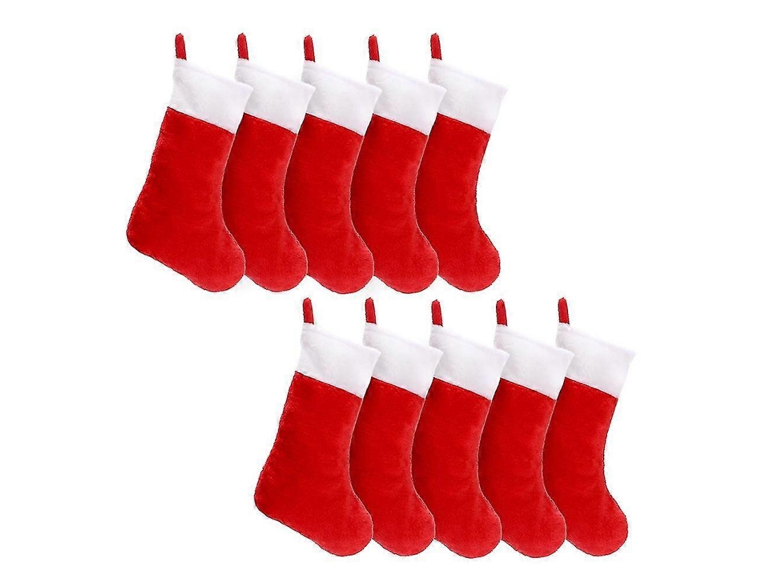 Juego de 10 medias navideñas de fieltro rojo, organizador de medias, ideal para guardar regalos en casa o junto a la chimenea. Hengjian