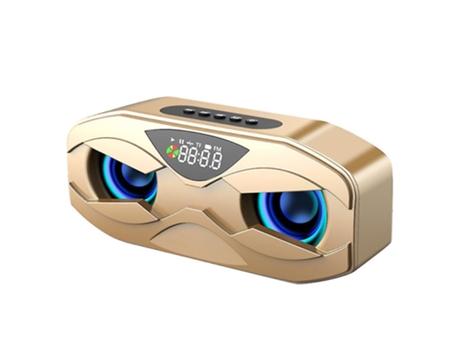 Altavoz doble de audio compatible con Bluetooth inalámbrico dorado con pantalla LED Reloj despertador con radio Fm