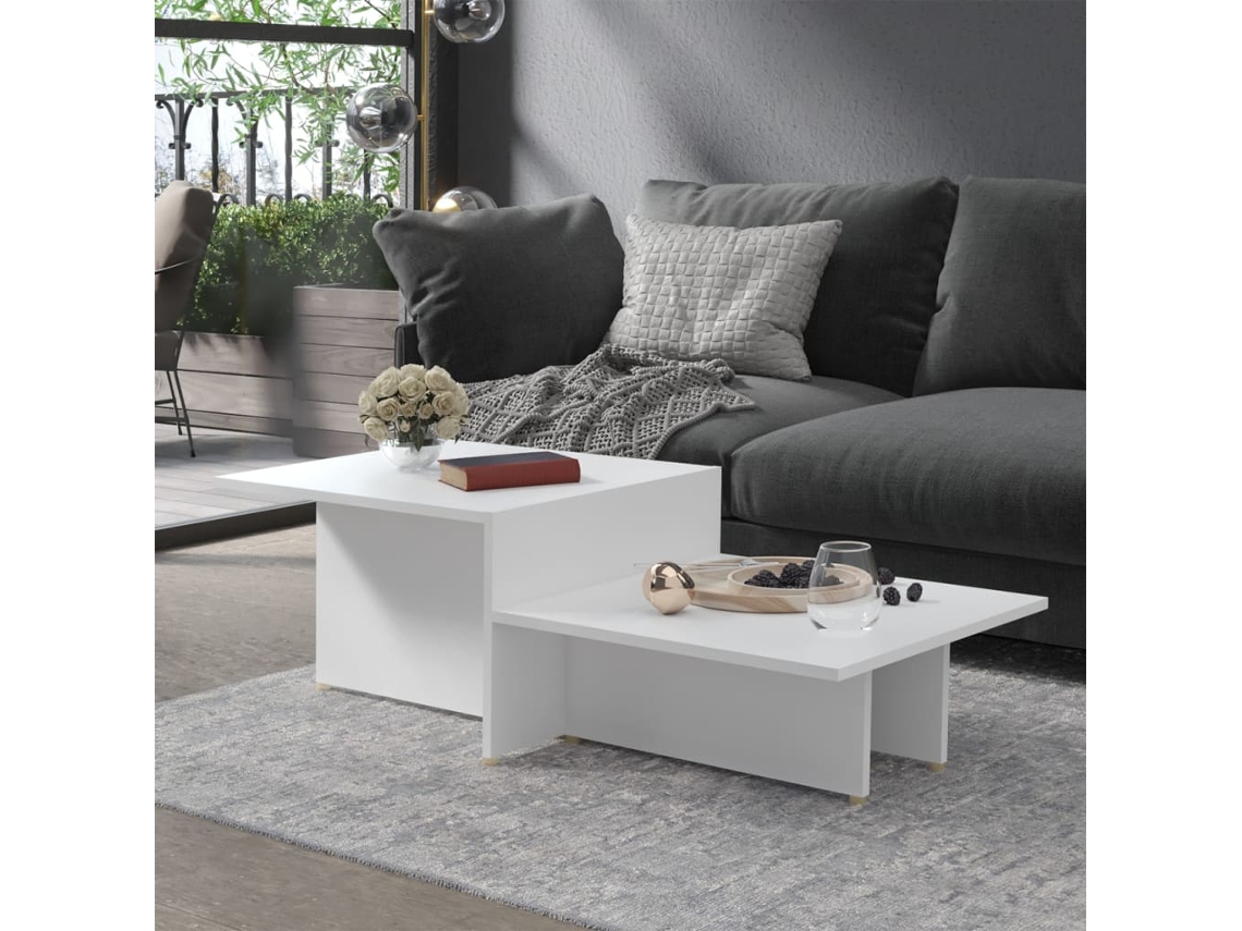 Mesa de Centro Apoyo 111,5X50X33 Cm Madera Procesada Blanco