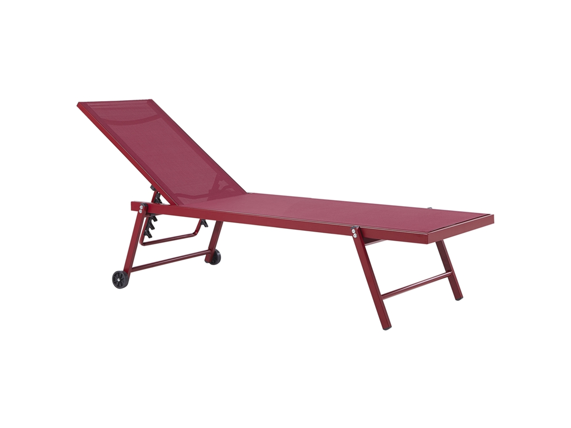 Tumbona de jardín BELIANI Portofino de Aluminio Rojo 198x65x107