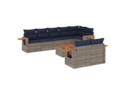 Maison Exclusive - Set De Sofás De Jardín 9 Pzas Con Cojines Ratán Sintético Gris