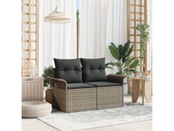 Sofá de jardín para 2 personas con almacenaje y cojines en ratán gris Lovely Home