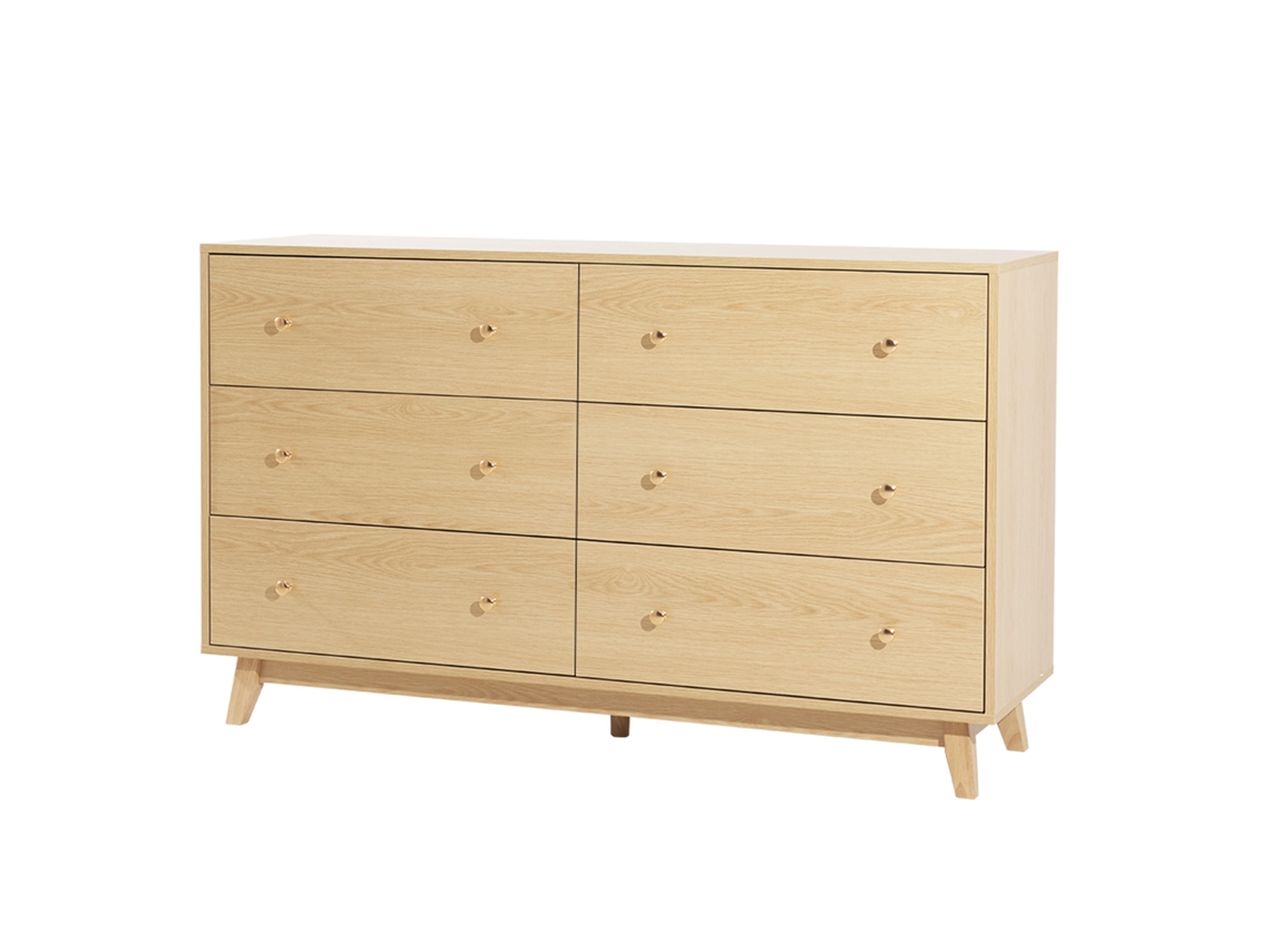 Cómoda de madera Succebuy de 6 cajones con rieles deslizantes y dispositivo antivuelco