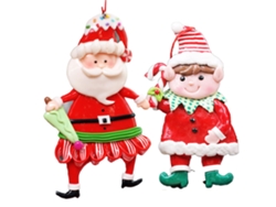2 colgantes navideños de arcilla suave: árbol de Navidad payaso AURUM