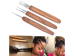 2026-aguja De Crochet Para Dreadlocks 0.5mm Con Mango De Bambú Herramienta De Acero Inoxidable 1/3 Piezas Estilos Variados