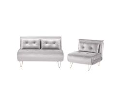 Conjunto de sala de estar BELIANI Vestfold de Terciopelo Gris 130x78x81