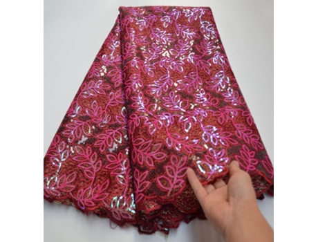 Telas De Encaje Africanas Con Flores Bordadas De Moda Para Vestidos (Blanco)