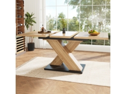 Mesa de Comedor Retráctil 158,5 x 80 cm para 6 a 8 personas en MDF Estilo Natural