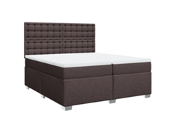 Maison Exclusive - Cama Box Spring Con Colchón Tela Marrón Oscuro 200x200 Cm