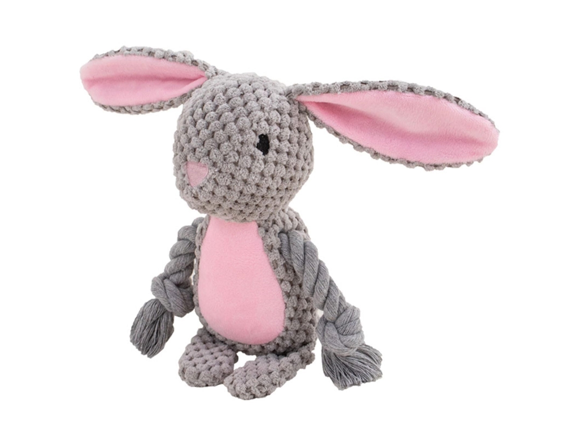 Juguete Peluche Perro Con Sonido Y Papel Arrugado, Cuerda Algodón, Para Cachorros Y Perros Pequeños-medianos, Conejo Gris