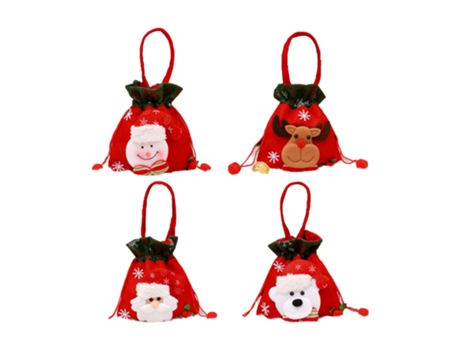 Adorno de Navidad ZMDECQNA Paquete Bolsa Cordón Regalo Manzana Caramelo Papá Muñeco Nieve Alce Blanco