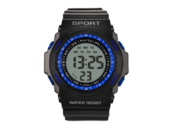 Reloj Deportivo Electrónico Con Pantalla Digital, Cristal Hipoalergénico Y Correa De Pvc Azul.
