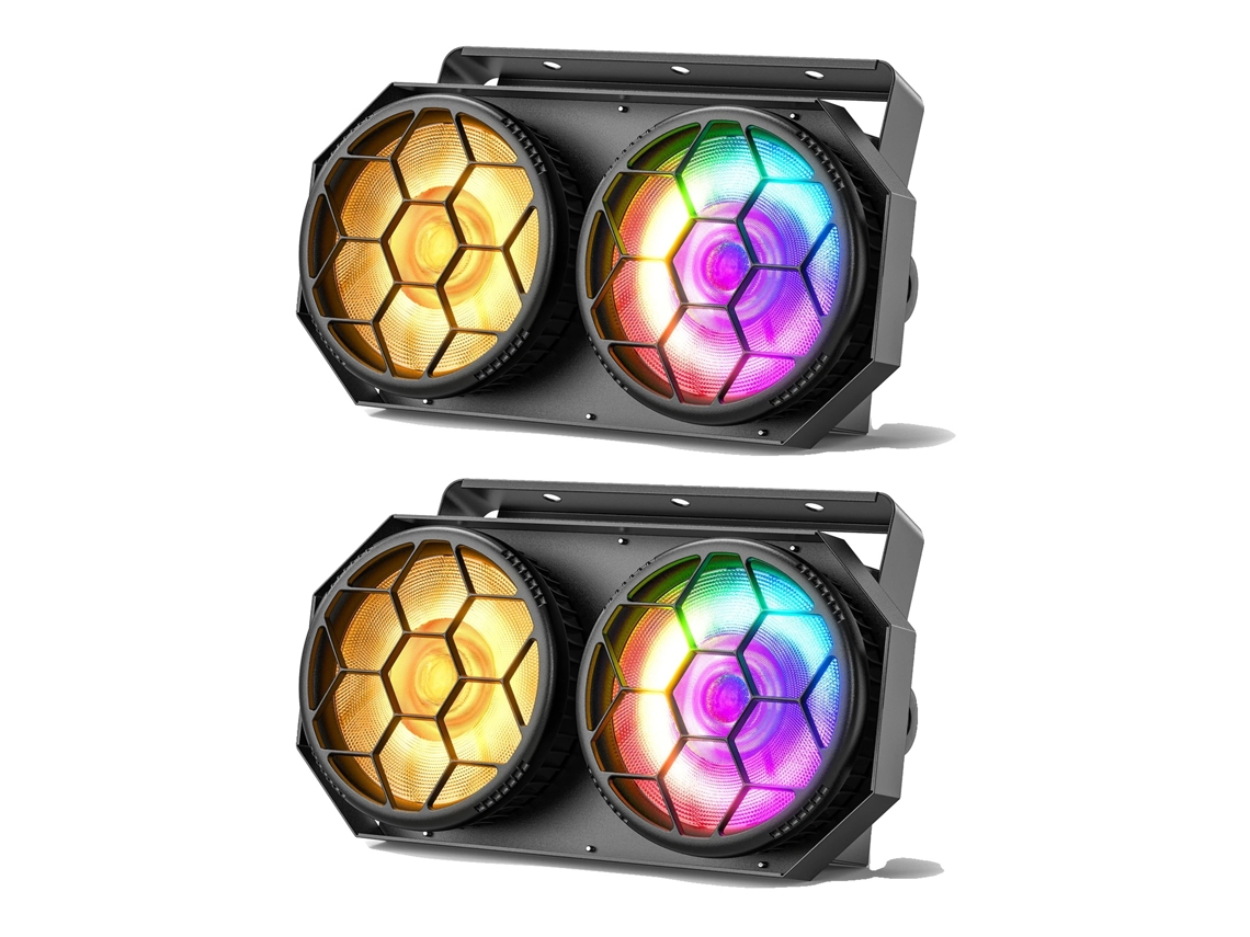 Foco de escenario, LEDs COB bicolor, control DMX, 2 unidades, enchufe europeo OEM