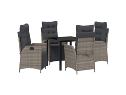 Maison Exclusive - Conjunto De Jantar Para Jardim 5 Pcs Cinzeto Vime Pe