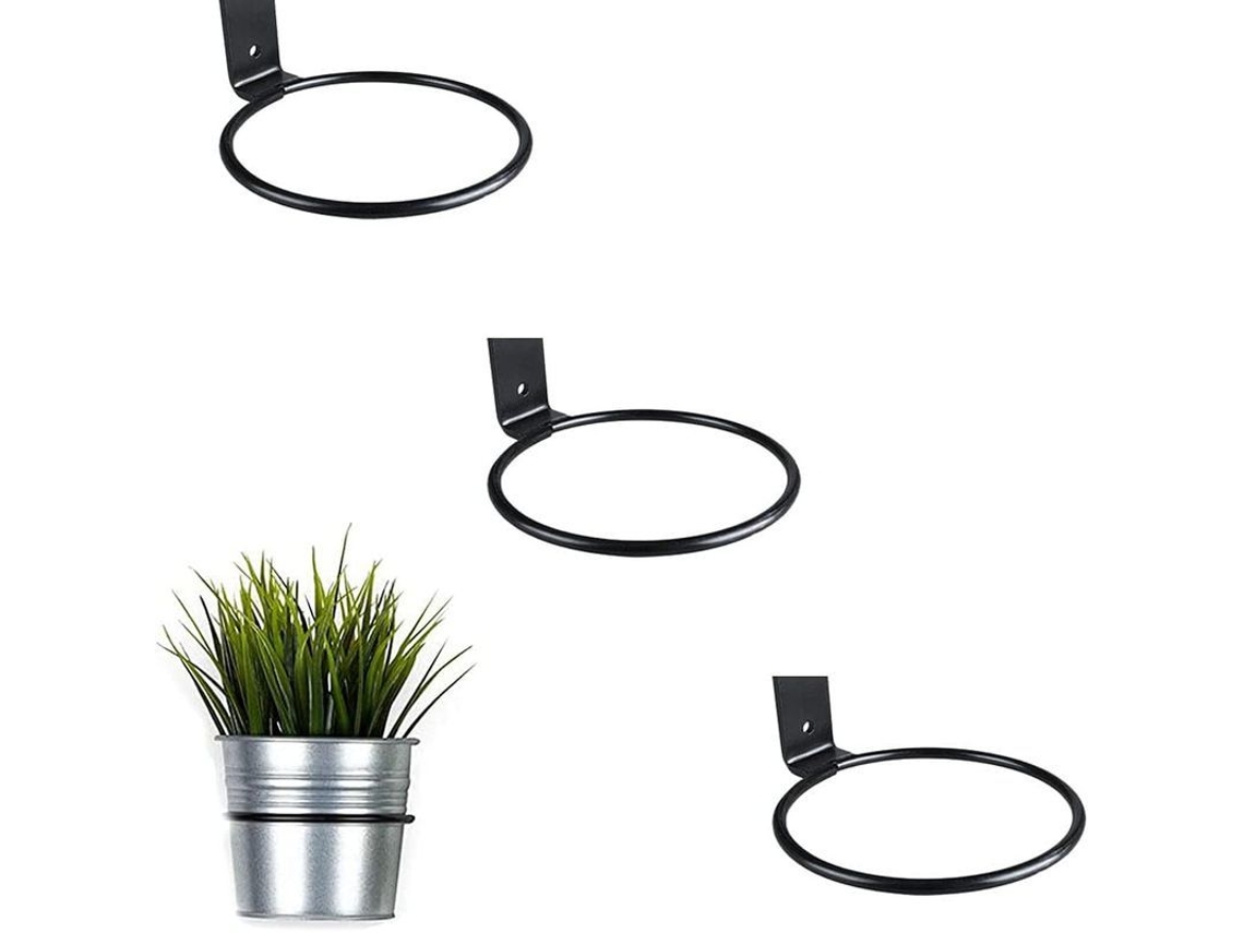 2026-conjunto De Macetas De Pared 3 - Soporte De Hierro Colgante - Negro - Tamaño: 10.2 Cm