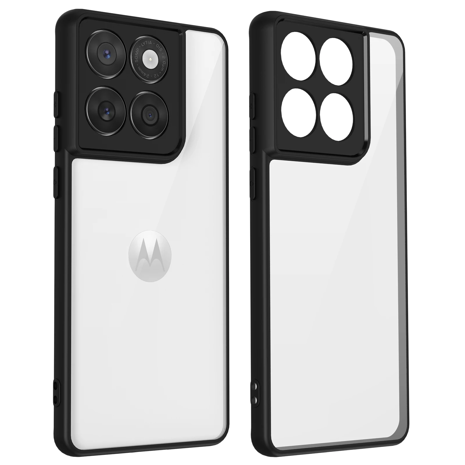 (negro, Motorola Edge 50 Ultra) Funda Protectora Transparente Esmerilada Para Motorola Con Tapa Para La Lente.