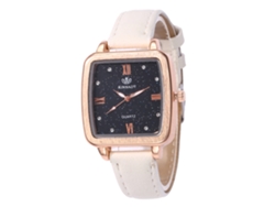 Reloj De Cuarzo Con Correa De Cuero Pu Moda Para Mujer Dial Cuadrado Simple (blanco)