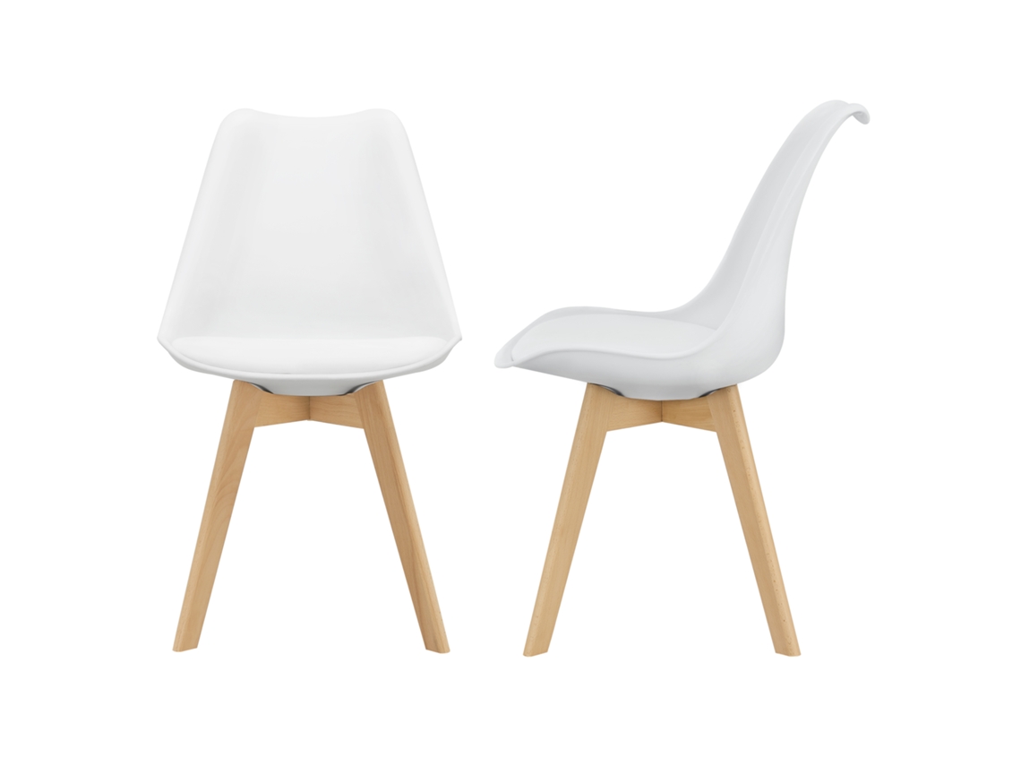 Juego de 2 sillas de comedor Fläten [EN.CASA] estilo escandinavo 82x49x54cm cuero sintético - Blanco