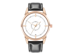 Reloj Analógico Para Hombre Con Correa De Piel Sintética, Diseño De Cuarzo, Elegante En Blanco Y Negro.
