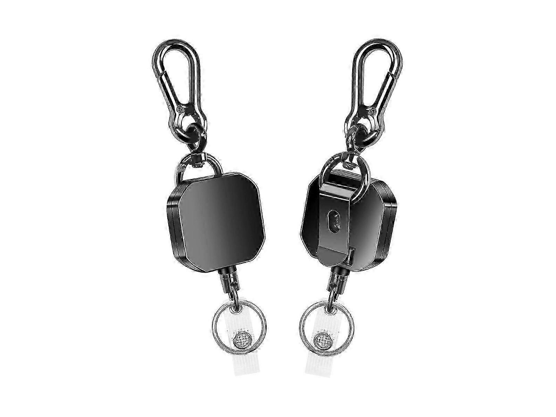 Conjunto De 2 Chaveiros Retráteis, Porta-crachás De Metal Resistente, Chaveiro Mosquetão Com Clipe Para Cinto.
