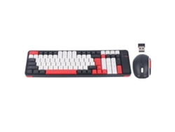 Conjunto De Teclado Y Ratón Inalámbricos Bluetooth, Modo Dual, 100 Teclas, 1600 Dpi, Para Pc, Portátil Y Juegos, Color Rojo.