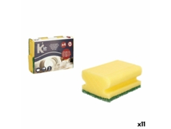 Set de Estropajos Amarillo Verde Poliuretano Fibra abrasiva 4 Piezas (11 Unidades) BIGBUY
