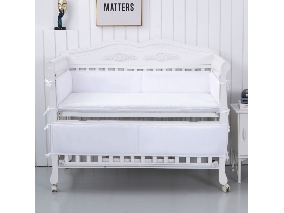Juego De Protectores De Cuna Panoona 4 Piezas (2 X 132 Cm + 2 X 68,5 Cm) Blancos