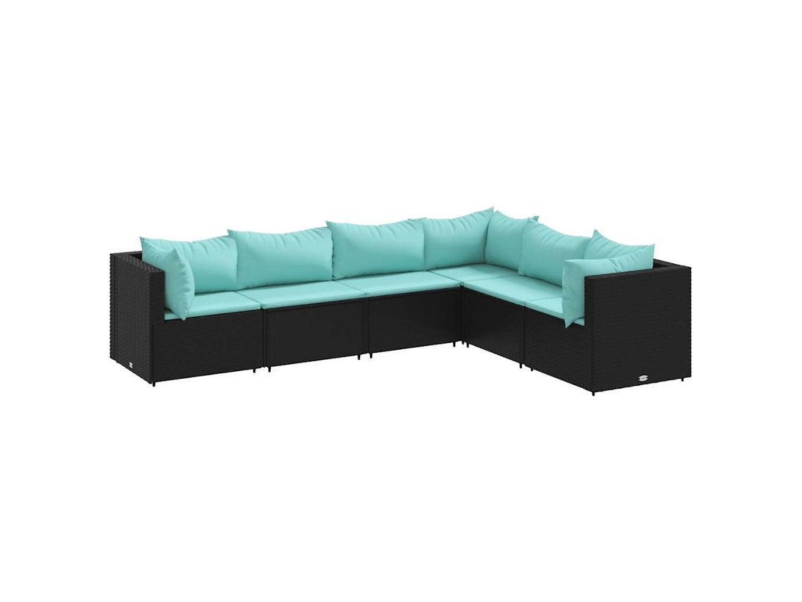 Maison Exclusive - Set Muebles De Jardín 6 Piezas Y Cojines Ratán Sintético Negro