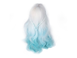 Peluca Para Muñeca Articulada A Escala 1/3, Cabello Largo Y Rizado, Seda Resistente Al Calor, Degradado Azul.