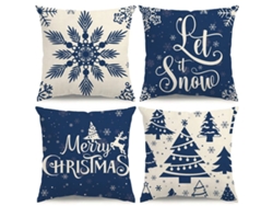 Juego De 4 Fundas De Almohada Navideñas Con Motivos De Copos De Nieve