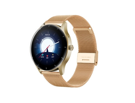SHAH ARPAN ZL50 reloj inteligente presión arterial monitoreo de oxígeno en sangre asistente de voz clima música acero dorado