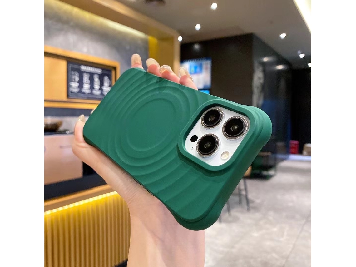 (verde, Iphone 13 Pro Max) Funda Magnética Para Iphone, Cobertura Total Con Silicona Líquida.