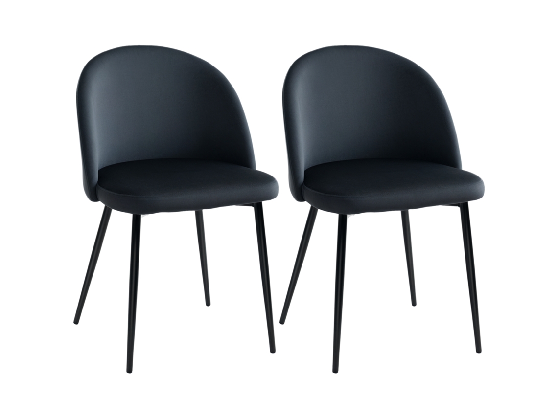 Par Cadeiras Jantar Escandinavas Estofadas Veludo Pernas Metálicas Afiladas Design Moderno