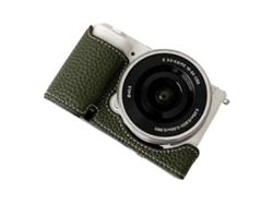 Bolsa de cuero con textura de lichi para cámara Sony ZV E10 con ranura para batería Facpoet