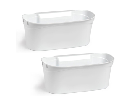PLASTIC FORTE Lote de 2 Cestas Recogedoras para Cocina Multiusos Colgantes Blanco