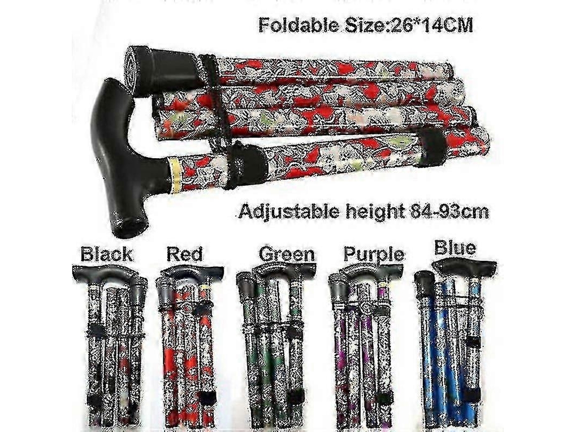 Bastón plegable ajustable de aluminio con diseño floral para senderismo y acampada: ayuda de movilidad duradera