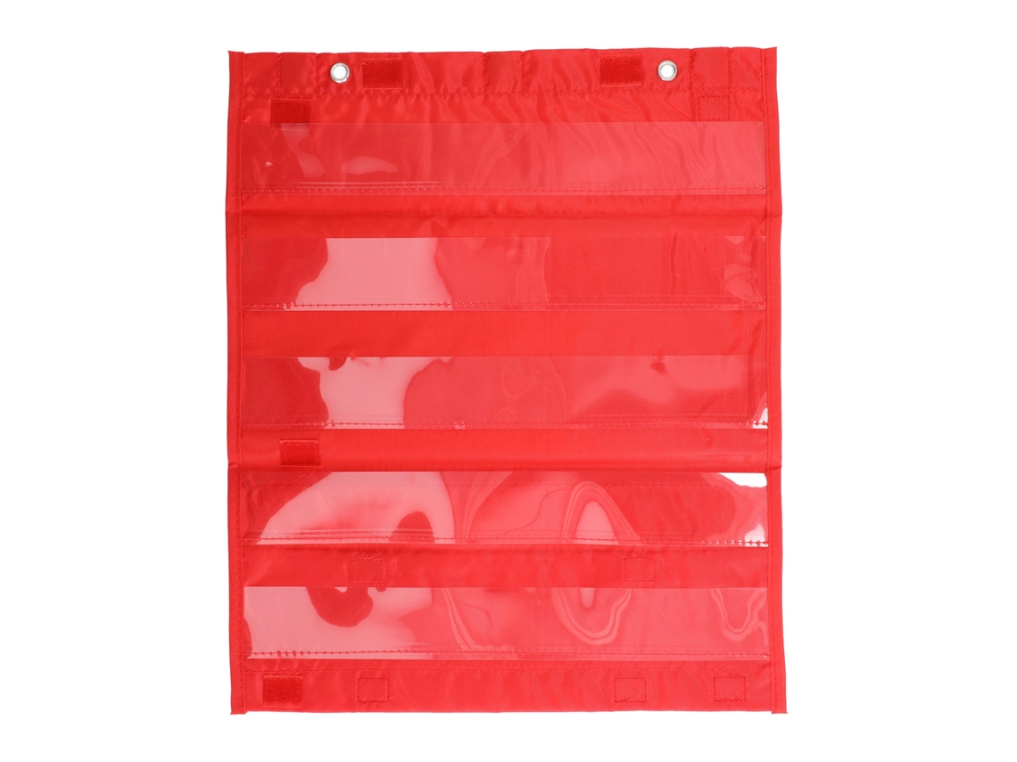 Pizarra Magnética Blanca Con Bolsillos, 5 Líneas Transparentes, Para Uso En El Aula Y En El Hogar, Color Rojo.