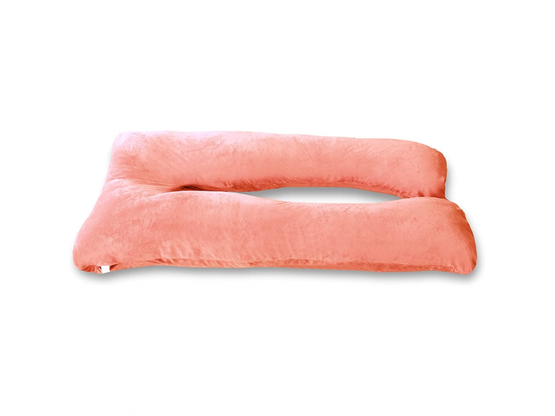 Cojín De Maternidad Con Funda De Terciopelo 140x80 Cm Rosa
