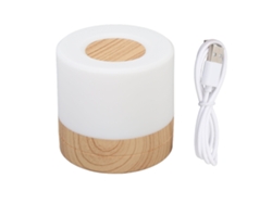 2026-lámpara Nocturna Led Recargable 3 Temperaturas De Color Regulable Por Toque Con Patrón De Grano De Madera
