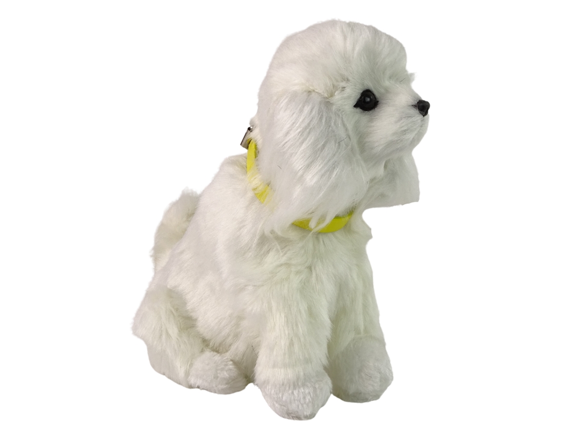 Perro de peluche interactivo con suave pelaje de la raza caniche. Acaríciale la cabeza y aprende sus funciones. B.active