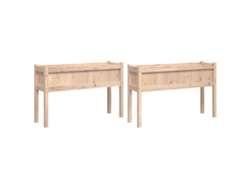 Conjunto 2 Jardineras de exterior con patas VIDAXL madera maciza de pino (110 x 31 x 70 cm)