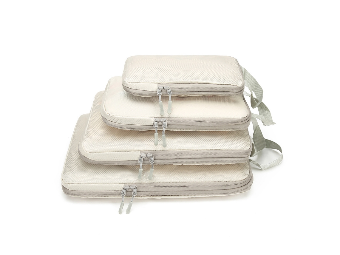 Juego De 4 Maleta Cubos De Embalaje De Compresión Organizador De Equipaje De Viaje Cubos De Embalaje Extensibles CHRUI Beige