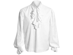 Camisa De Pirata Medieval Para Hombre, Manga Larga, Blusa Steampunk Renacentista, Disfraz De Halloween, Xxl, Blanca