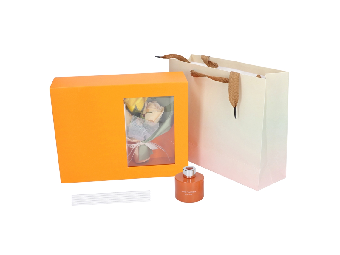 Conjunto De Presente Com Difusor E Flores De Sabão Para Perfume Duradouro No Ambiente