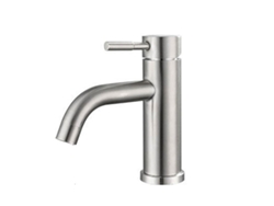 Grifo De Lavabo Monomando (de Curva Baja), Grifo De Lavabo De Agua Fría Y Caliente, Material De Acero Inoxidable Cepillado