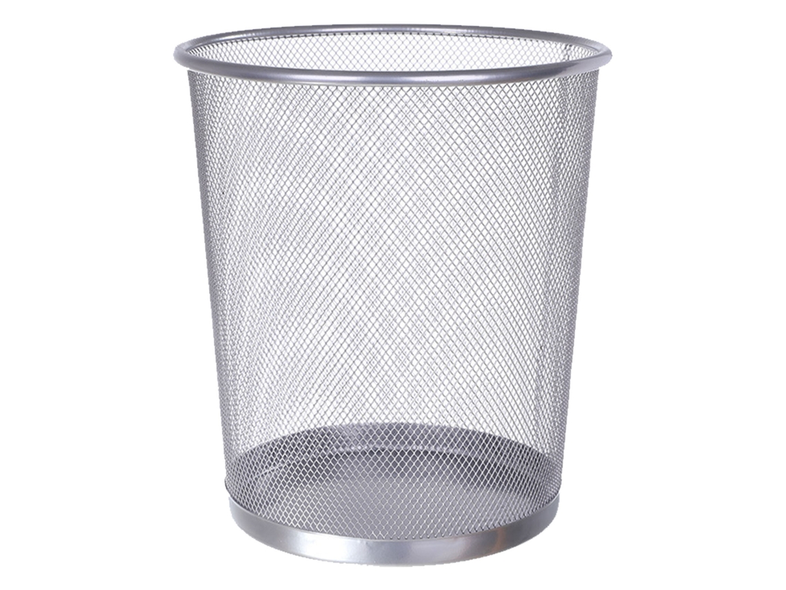 Papelera de hierro forjado de gran capacidad con tapa abierta, bien ventilada, redonda, para el hogar y la oficina.