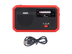 Radio Eléctrica Con Manivela, Linterna Led Solar, Alarma Sos Y Cargador De Emergencia Para Teléfono Móvil (rojo)