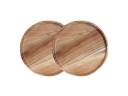 Platos de madera de acacia, 2 piezas para la cena NEVEANCE